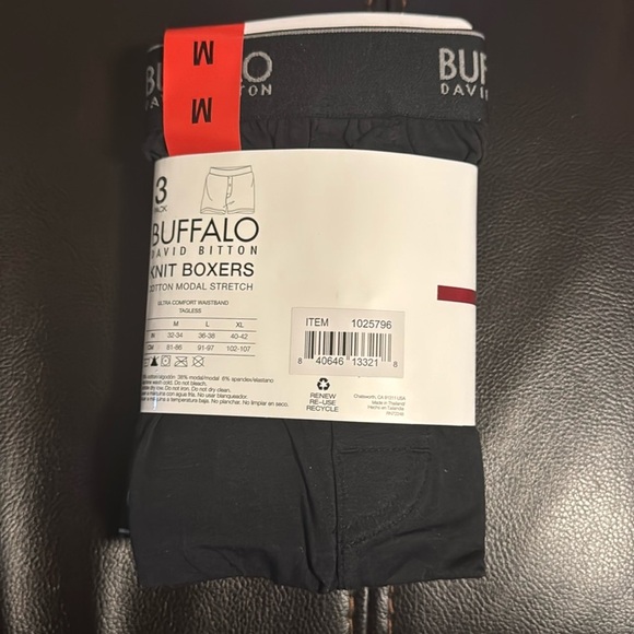 Buffalo David Bitton Black Knit Boxers Mens 3pk Medium Cotton Modal Stretch - Picture 5 of 5